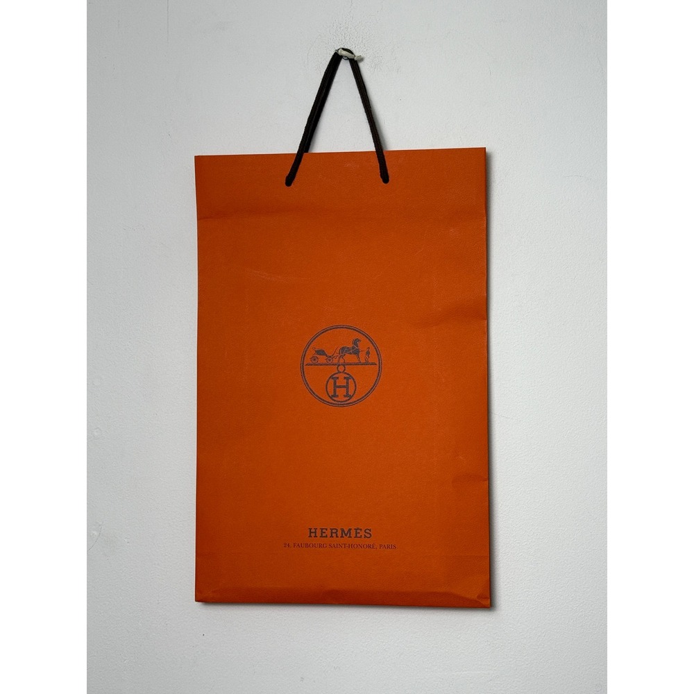 Hermes Orange Paper Shopping Bag 11x17 with 2025 Ribbon Made in Portugal